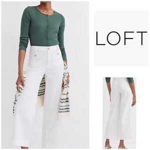 LOFT Palmer White Wide-Leg High-Rise Pants